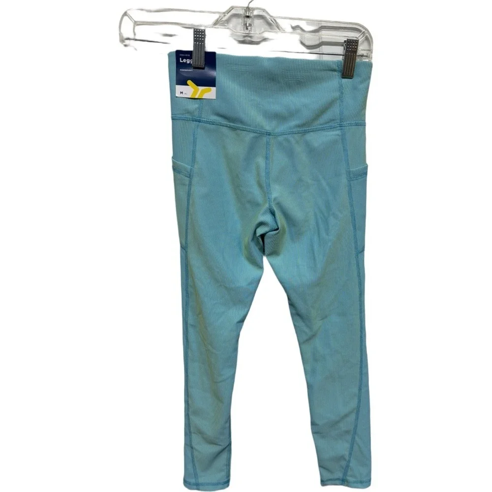 Old Navy Powersoft Leggings Girls Size M 8 Go-Dry Ribbed Blue Athletic Pants NWT
